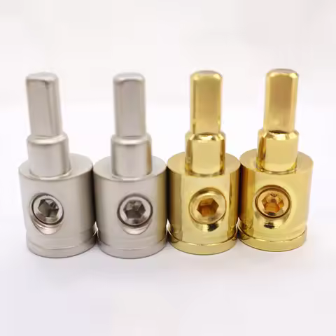 1/2PCS New Pure Copper Car Audio Connector 0GA 4GA 8GA Gold Silver Audio Amp Input Adapter Power Gro
