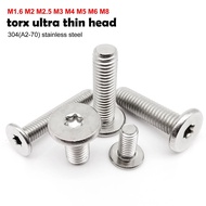 【♚】CM M1.6 M2 M2.5 M3 M4 M5 M6 M8 L=3-50mm 304 A2 Stainless Steel Torx Six Lobe Ultra Thin Low Ultra