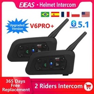 EJEAS V6 Pro+ Motorcycle Bluetooth Helmet Headset Intercom Communicator 1200m Interphone For 6 Rider