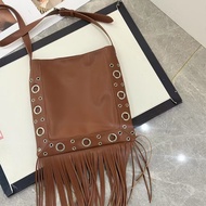 Halloween Suede Brand Studded Tassel Brown Shoulder Bag Fashion Luxury Bohemian Style Bag Niche Desi