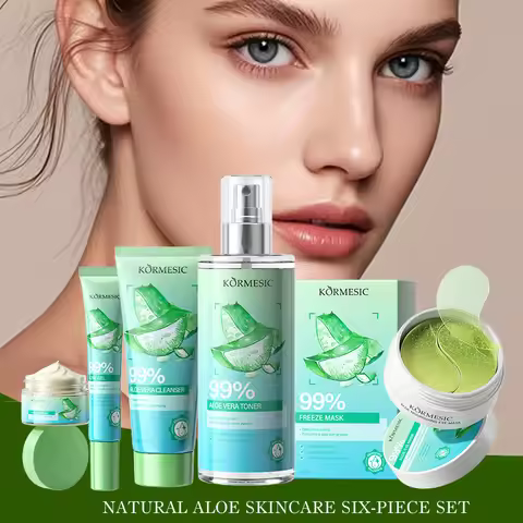 Aloe Vera Skincare Set Cleansing Face Cream Facial Cleanser Toner Acne Spot Whitening Gel Eye Mask M
