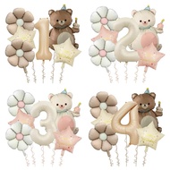 6pcs DAISY BEAR TART Balloon Package 80cm Number HBDBINTANG