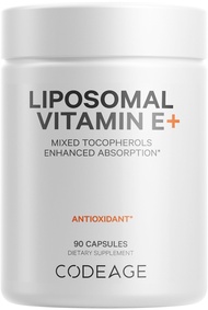 Codeage Liposomal Vitamin E Supplement, All Vitamin E Tocopherols - Alpha Tocopherol, Beta, Gamma, D