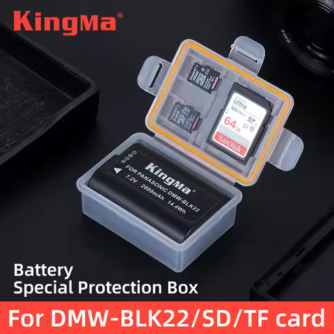 KingMa DMW-BLK22 Plastic Battery Holder Storage Box Battery Case for Panasonic Lumix DC-S5 S5K GH5M2