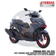 NVX 155 V3 SP AEROX 100% ORIGINAL BODY COVER SET WITH GRAPHIC STICKER STRIPE TAMPAL NAVY BLUE RED MD