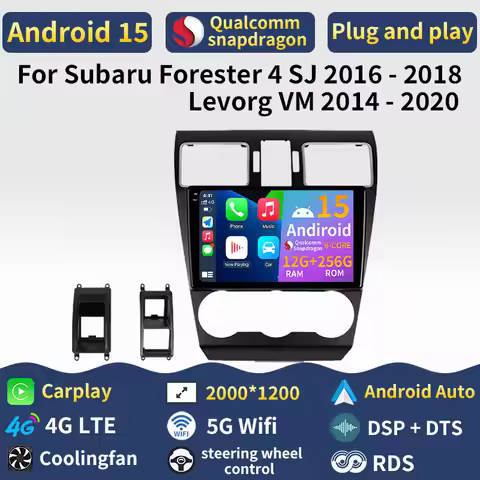 Android 15 Carplay For Subaru Forester 4 SJ 2016 - 2018 Levorg VM 2014 - 2020 WIFI 4G LTE Head Unit 