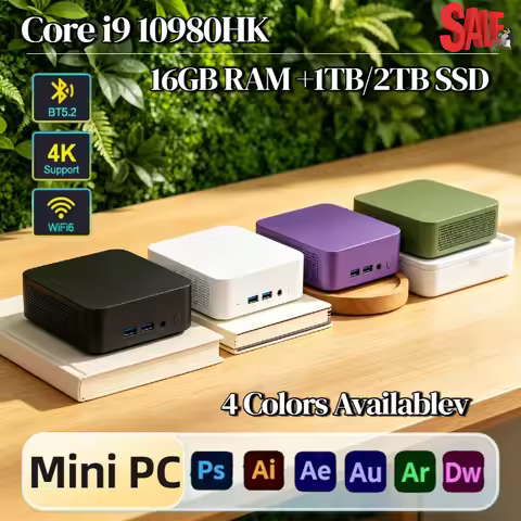 Intel Core i9 10980HK Ultra Compact Mini PC 16GB RAM 2TB M.2 SSD WiFi6 BT5.2 4K Display Gaming Offic