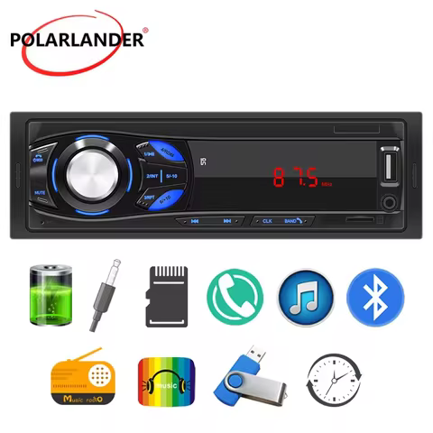 45W Multimedia Car Stereo 1 Din 12V – Bluetooth Digital Display, LED Autoradio, Universal TF/USB/FM/
