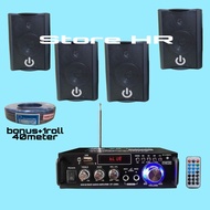 CRIMSON 4-POINT SOUND SPEAKER PACKAGE CAFE RESTAURANT OFFICE SPEAKER USB BLUETOOTH AMP PLUS 1 ROLL C