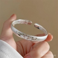 Matte Pure Silver999.9Bracelet Pure Silver Bracelet Solid New Women's Silver Bangle Lotus Heart Sutr
