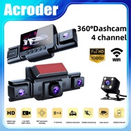 Acroder Dashcam kereta 4 Lens WiFi Night Vision HD 1080P 3"  Screen 170° Wide Angle G-sensor Loop Re