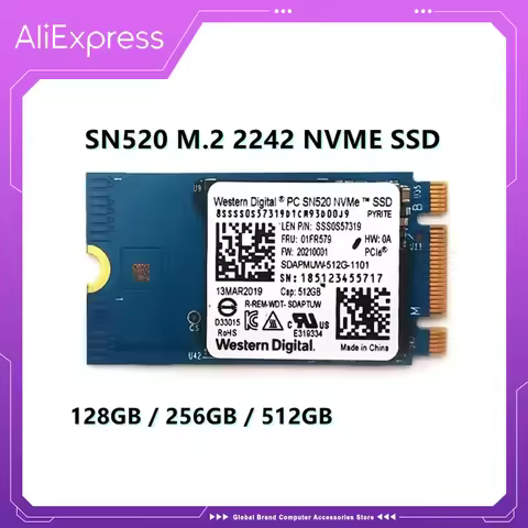 Original WD SN520 512GB 256GB 128GB M.2 2242 NVME Internal Solid State Drive Western Digital M.2 224