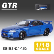 LEO 1:18 Nissan GTR R34 Diecast โมเดล รถอัลลอยด์รถยนต์ของเล่นคอลเลกชันของขวัญสําหรับเด็กชายสาว ของเล