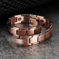 Fashion Pure Copper Magnetic Bracelet Arthritis 12MM Chain Link Benefits Energy Metal Hologram Brace