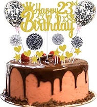 Happy 23th Birthday Cake Decoration 23 Years Man Women Cake Decoration 23rd Birthday Gold Black Cake