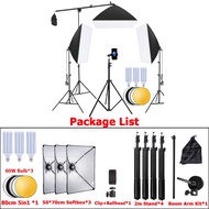 60W/80W ไฟถ่ายรูป ไฟไลฟ์สด ไฟสตูดิโอ Studio 50x70cm Softbox Lighting Boom Arm & 80cm Reflector Cellp