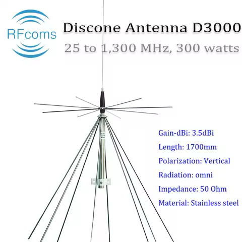 Discone Antennas D3000 Scanner Antenna /CB UHF VHF Antennas 25-3000MHz for Scanner SDR Radio, Receiv