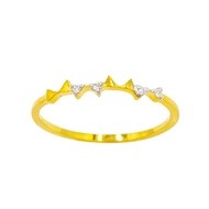 Happy Jewelry แหวนโบว์ทึบสลับฝังเพชร ทองแท้ 9k 37.5% เพชรเกสร ME022