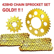 428HD EVO Z 110 DEMAK 428 SPROCKET SET GOLD HTM 428 CHAIN SPROCKET SET