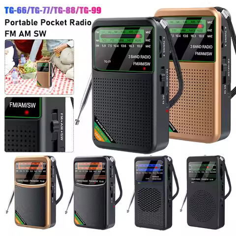 TG-66/77/88/99 Portable Battery Radios FM AM SW Radio Receiver Pocket Mini Radio Transistor With Hea