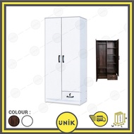 [UNIK] (FREE SHIPPING) 4.5ft x 2.5ft Wardrobe with 2 Regular Swing Doors & Drawer | Kabinet Almari B