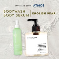 Cuci Gudang ATMOS Grace and Glow Bundle English Pear and Freesia Anti Acne Solution Body Wash Body Serum