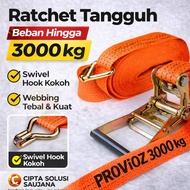 PROVIOZ Ratchet Tie Down 3 Ton | Heavy Duty Goods Strap | Swivel SturdyHOOK | Webbing Belt Cargo Pic