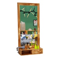 110x60cm Barber Mirror & 60x30x15cm Table Drawer BROWN Make Up Desk Laci Dresser Meja Dressing Makeu