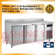 Shengyik FRESH 3 Doors Counter Refrigerator Chiller 6FT with BackSplash DWF18M3-76B