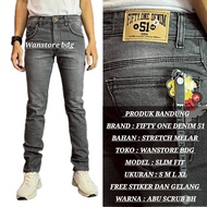 Fifty One Denim 51 Men's Long Soft Jeans Slim Fit Stretch Pants Grey Scrub