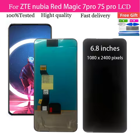 6.8‘’Original AMOLED For ZTE Nubia red magic 7s pro NX709S Lcd Screen DIsplay+Touch Glass Digitizer 