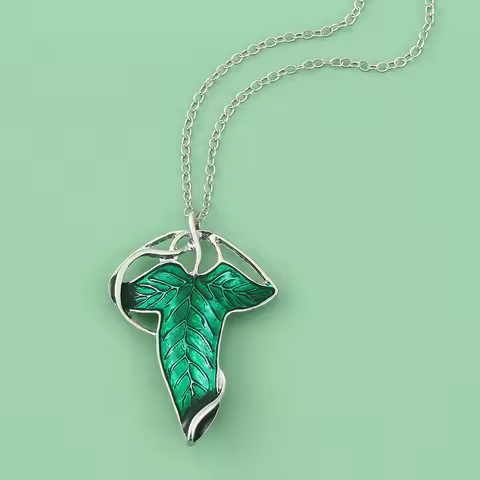 Arwen Evenstar Green Leaf Pendant Necklace for Women Elf Princess Jewelry Gift Movie the Lord of the