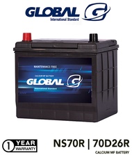 BATERI KERETA SEL KERING GLOBAL NS70R - 75D26R (MADE IN KOREA)MAINTENANCE FREE BATTERY Suitable For 