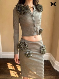 CASA PROJECTS - Striped cardigan & Skirt (Pre-Order)