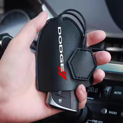 Car Leather Emblem Key Holder Case Keychain Pouch Keyring Bag Accessories For Dodge Durango Caliber 