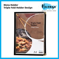 [HUANYO] EMI FILE K2 A4/A3 Clear PVC Restaurant Menu Holder - Single Tri-Fold & 8-Pocket