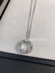 Cartier necklace Love滿鑽大餅頸鏈 白金色圓圈鑽石項鏈 鎖骨鏈