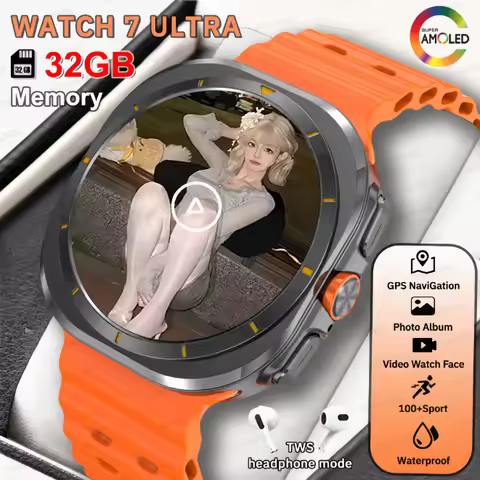 For Samsung Fashion New Watch 7 Ultra Smart Watch 32G Memory Video 3D Dynamic TWS Earphone Mode GPS 