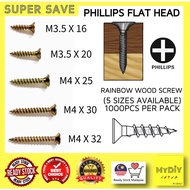 【MDS】Bundle Pack Chipboard & Wood Screws Screw D.I.Y (rainbow colour) (PHILIPS HEAD) (1000 PCS / PKT