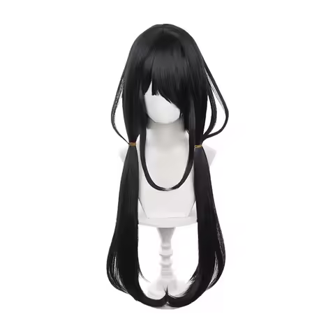Anime Tokisaki Kurumi Cosplay Wigs Long Black Double Ponytails Style Women Hair Heat Resistant Synth