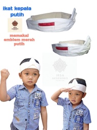 ikat kepala pria Sunda putih bendera Indonesia/ikat kepala pria tradisional khas Sunda
