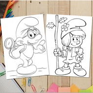 Combo Set of 50 Smurfs Coloring Pages A4, A5 Size - Educational toys to help children practice creat