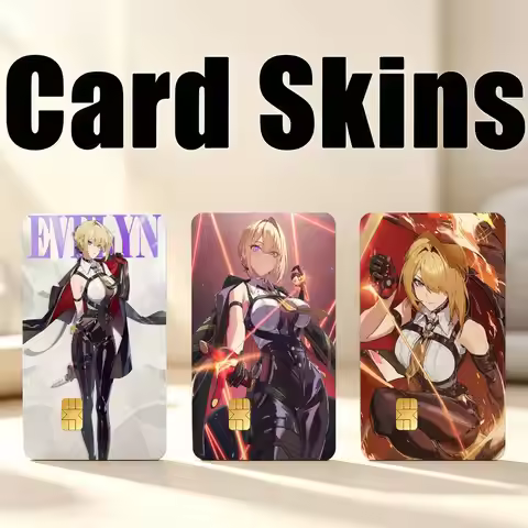 Zenless ZZZ E-Evelyn 1Set 4Pcs Waterproof Card Skin Stickers for Credit Bus IC Cards