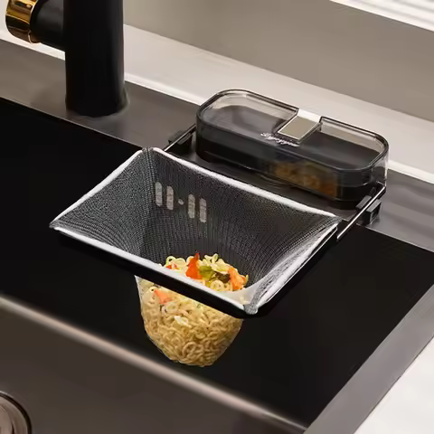Suction Cup Sink Strainer Sink Strainer Basket Foldable Sink Drainer Basket Multi-Function Drain Rac
