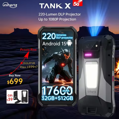 World premiere】Unihertz by 8849 TANK X Rugged Phone 5G Android 15 Built-in 1080P 220 lumen Projectio