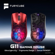FURYCUBE G11 Skeleton Wireless Gaming Mouse Light-Weight PAW3311 Mouse RGB Glow Mouse 2.4G Bluetooth