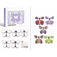 5 Pcs Flying Butterfly Toys Wind Up Powerd Surprise Joke Fun Christmas Birthday Gift Box  For Kids  Diy Color drawing