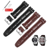 ✣ Substitute SWATCH genuine leather watch strap waterproof Swatch men's and women's watch chain concave and convex mouth 17 19mm