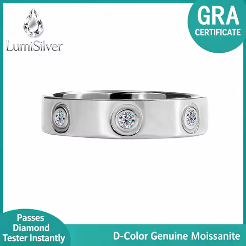 S925 Sterling Silver Moissanite Ring Simple 7 Moissanite Diamond Women's Ring Platinum Couple's Wedd