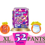 MAGIC PANTS PREMIUM BABY DIAPER XL WITH WINGS by 45+7FREE PADS